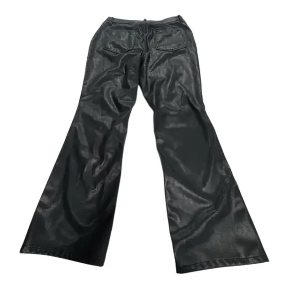 Judy Blue Black Faux Leather Bootcut Pants 14W 34X32 Mob Wife Monochrome - Picture 9 of 9